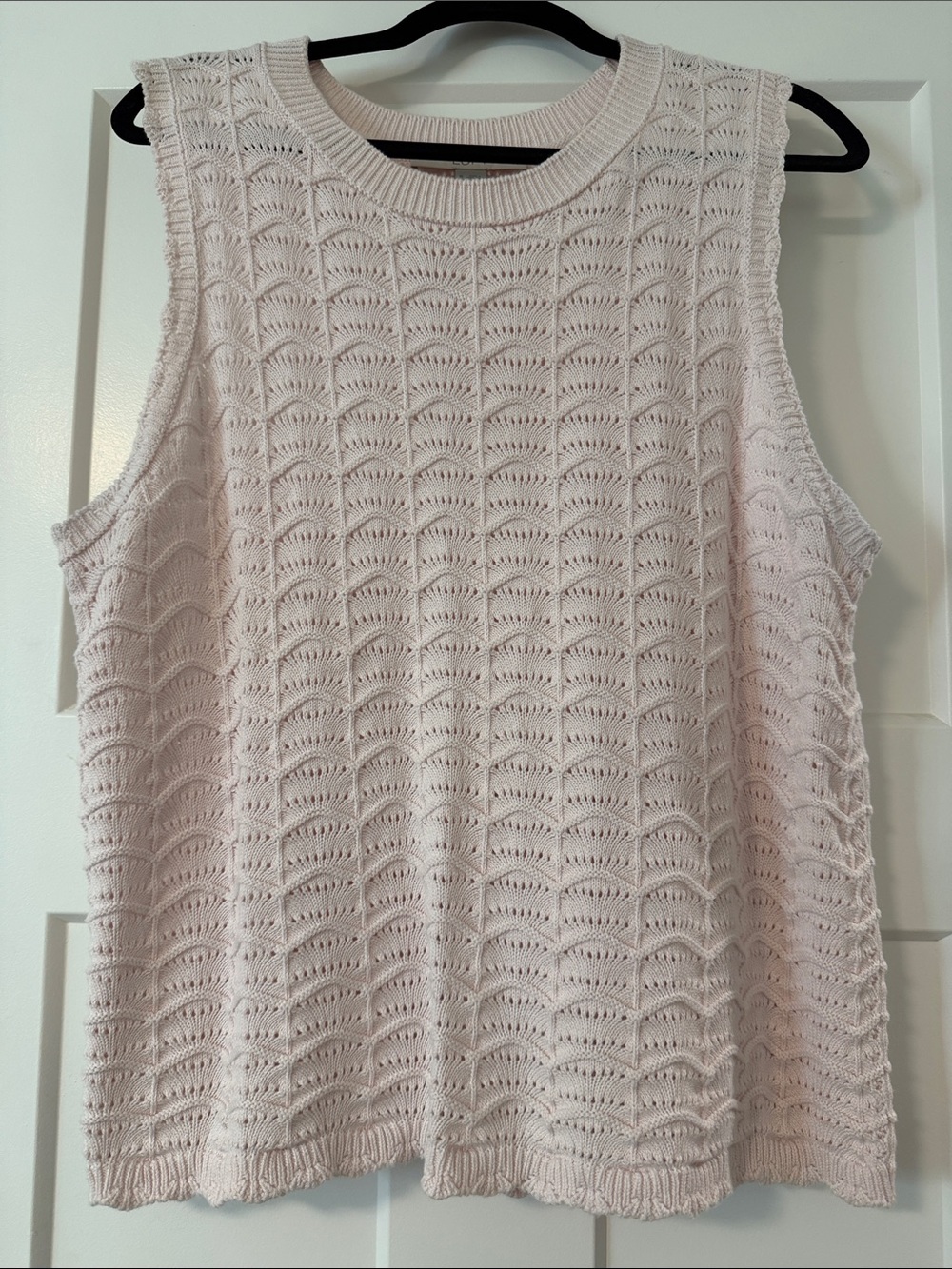 LOFT Pale Pink Openwork Knit Tank